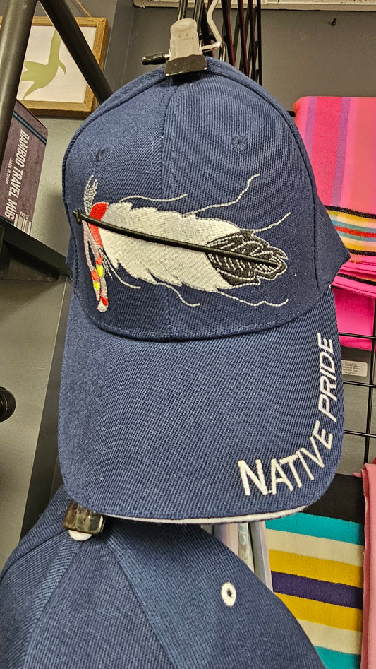 Baseball Cap Embroidered Native Pride & Eagle Feather Blue
