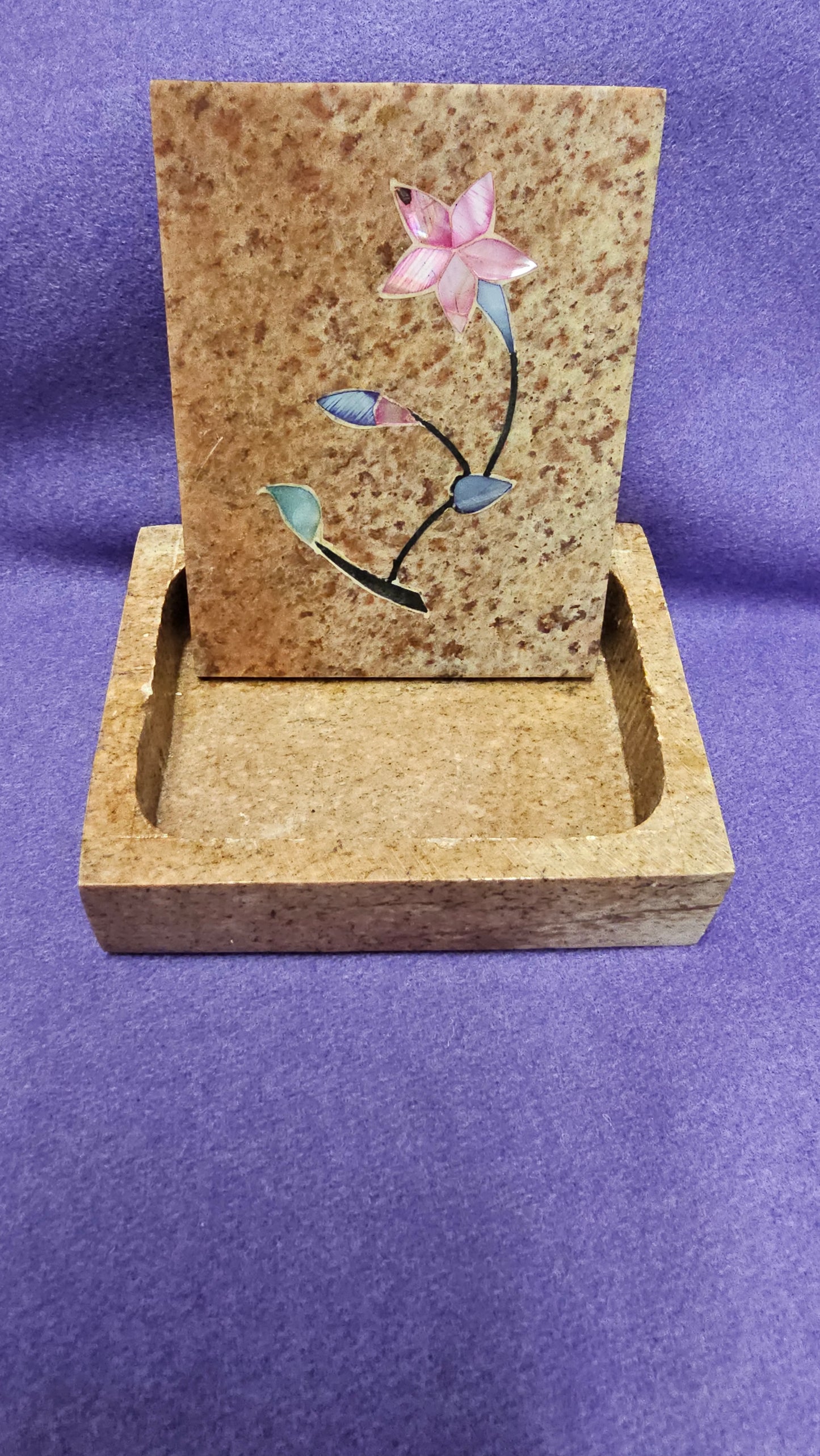 Inlayed Soapstone Ring Trinket Box Lilly