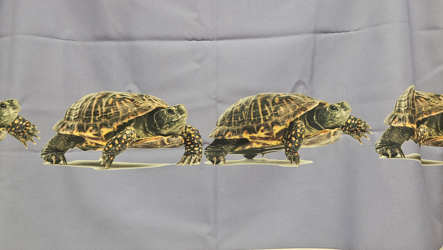 Gabardine Printed Fabric, Turtles Purple 2 YRDs