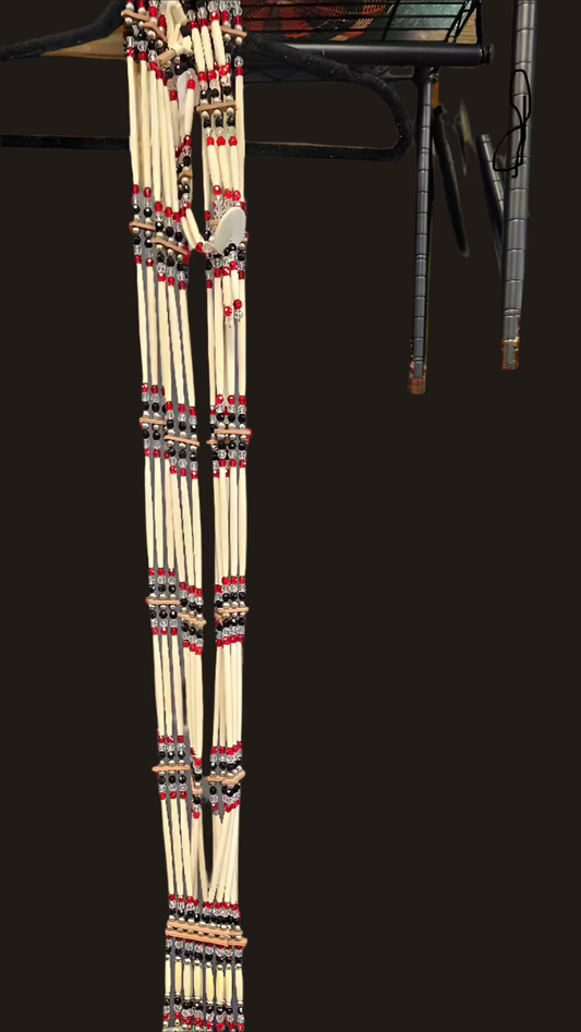 Mens Bandolier Cross Bead Set Red & Black 41" L