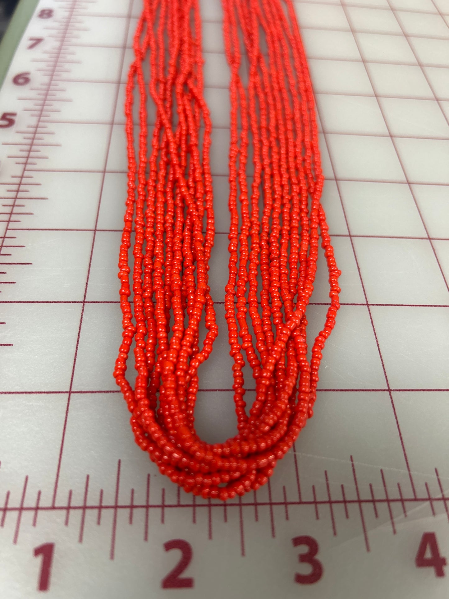 Beaded Necklace Red 10 Strand