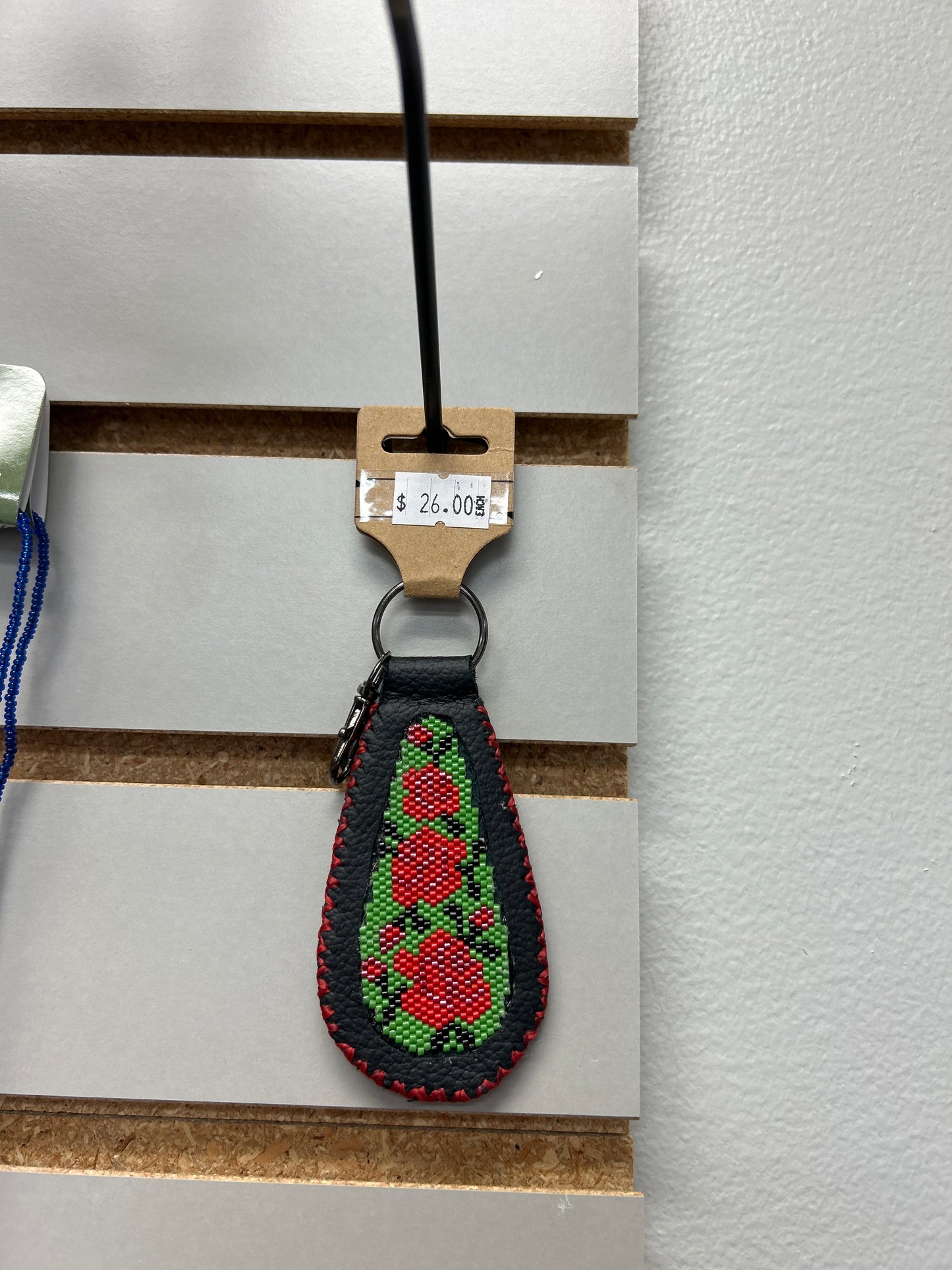Beaded Keychain W/ Leather