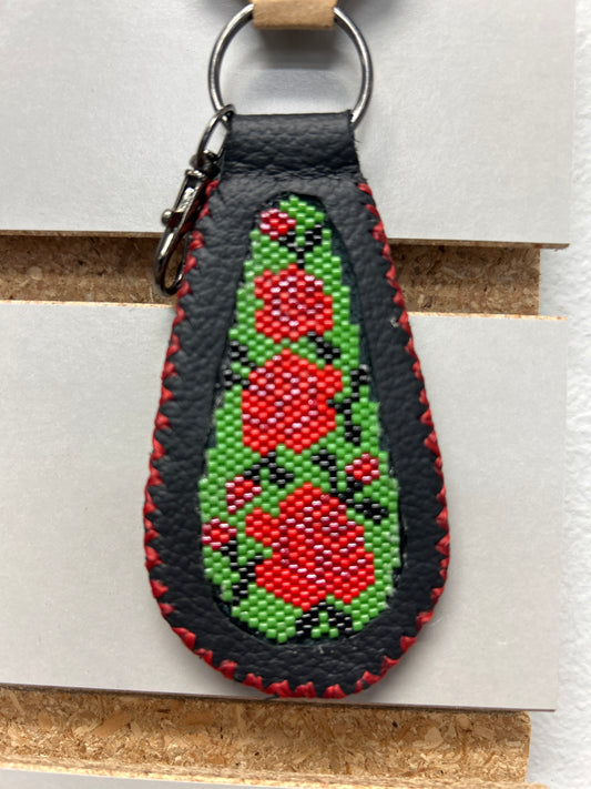 Beaded Keychain W/ Leather