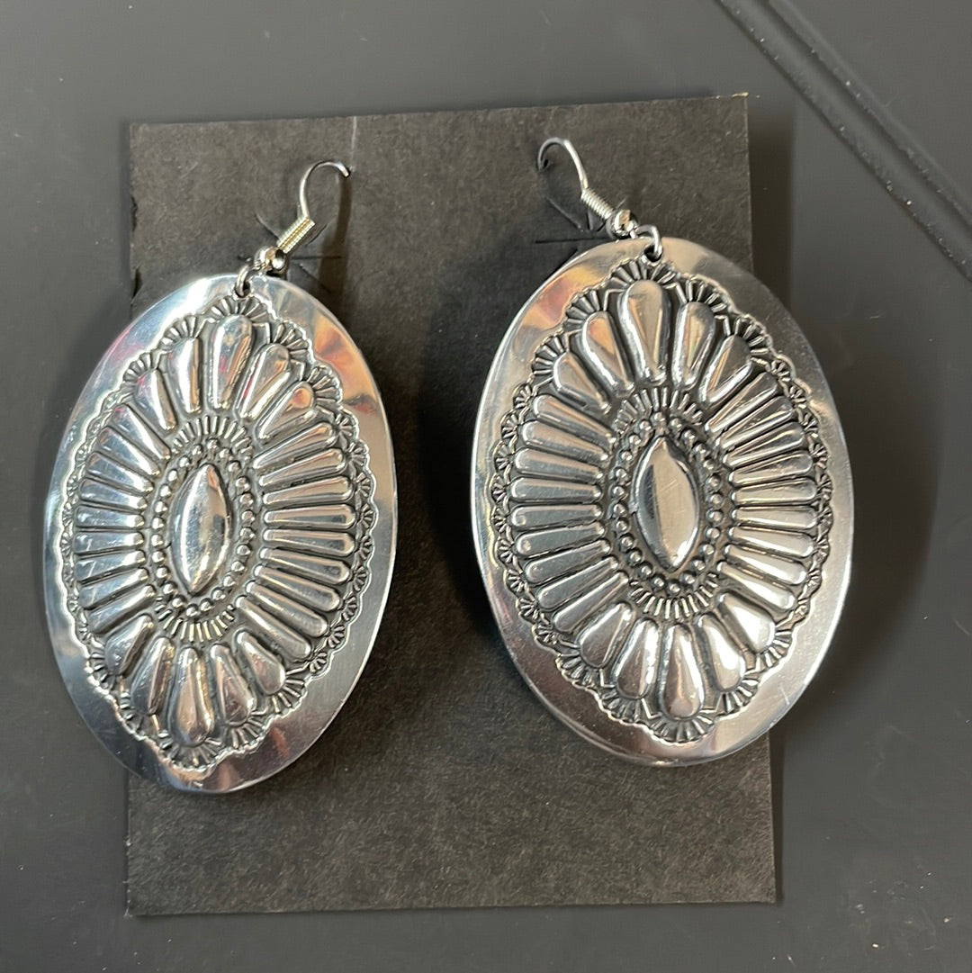 Silver Plated Oval Earrings Med.