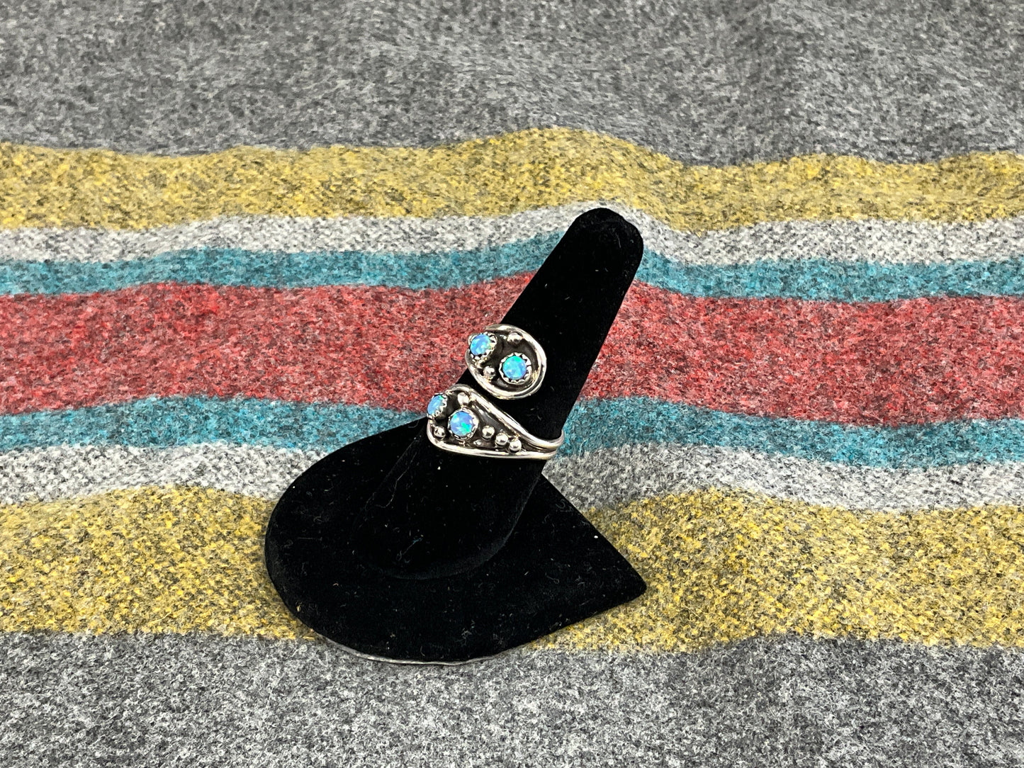 Sterling Silver Blue Opal Ring Size 8