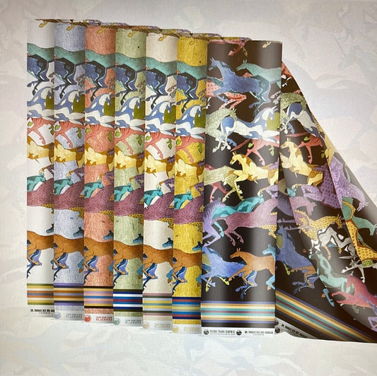 Dr Thomas Red Owl Haukaas Ledger Horses Designed Cotton Fabric