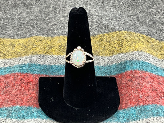 Sterling Silver Opal Ring Size 8
