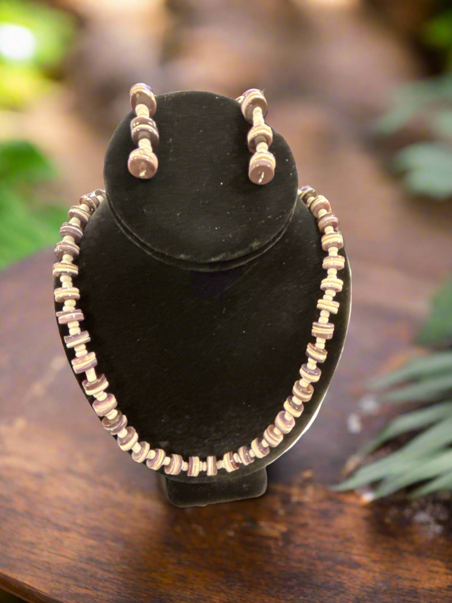 Wampum Necklace And Earrings