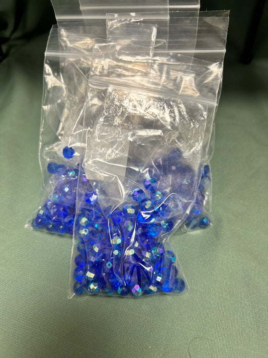 Glass Fire Polish Beads AB~8mm Sapphire