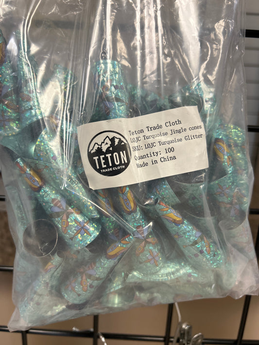 Adult Jingle Cones Turquoise Glitter