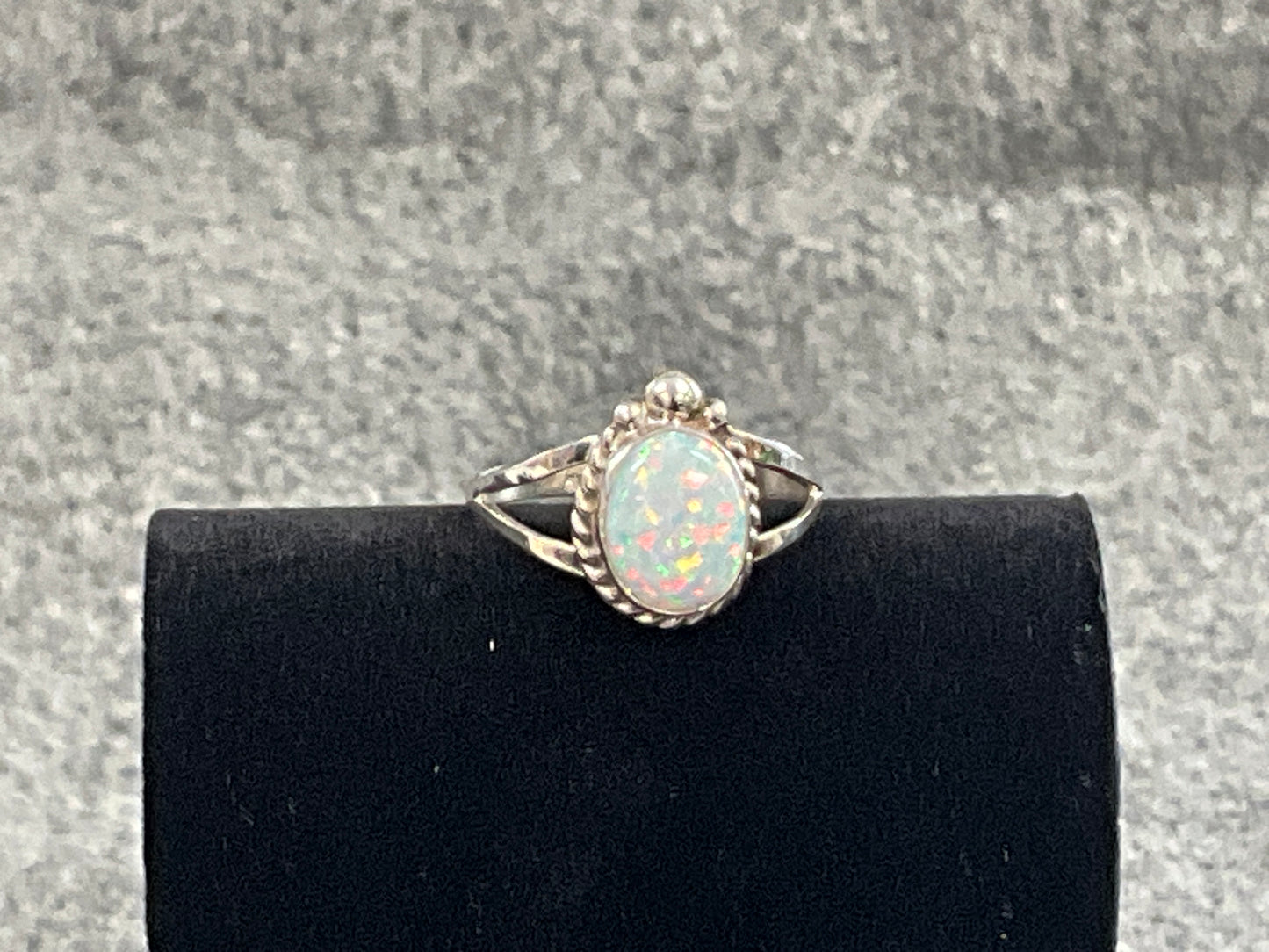 Sterling Silver Opal Ring Size 8