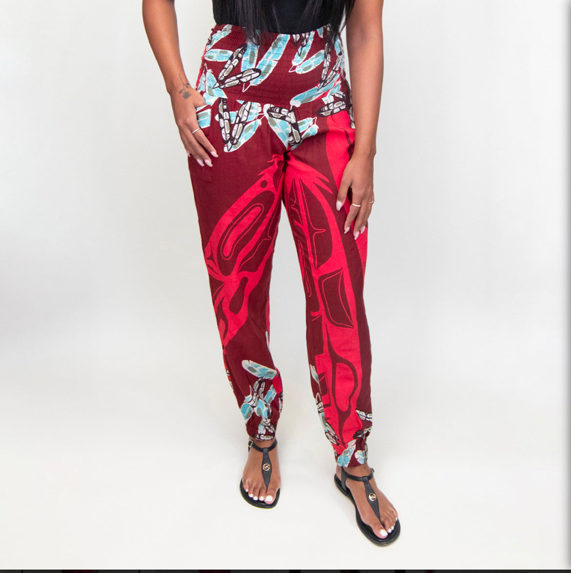 Native Inspired Comfy Pants-Feathers