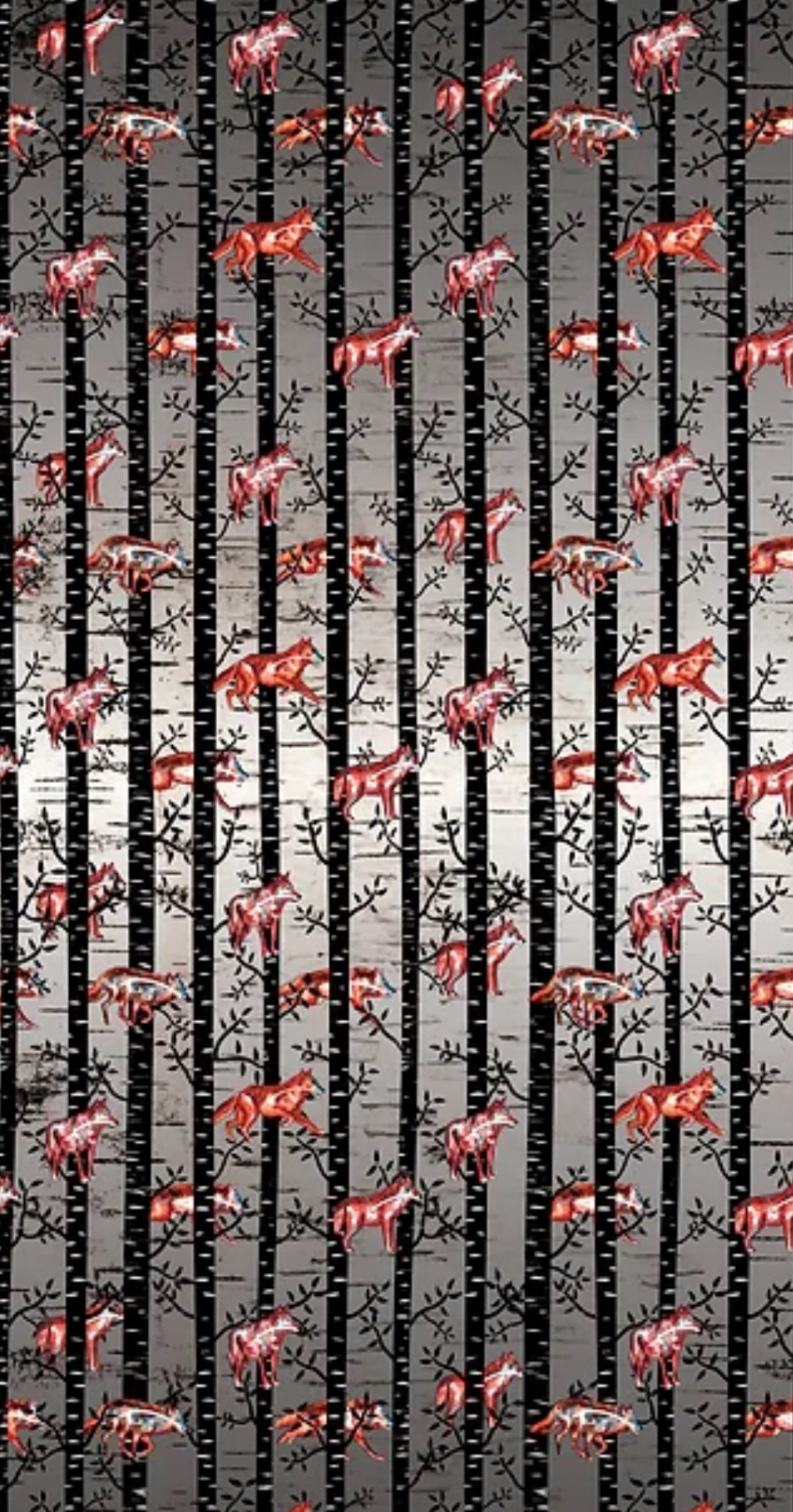 Wolves Cotton Fabric Black