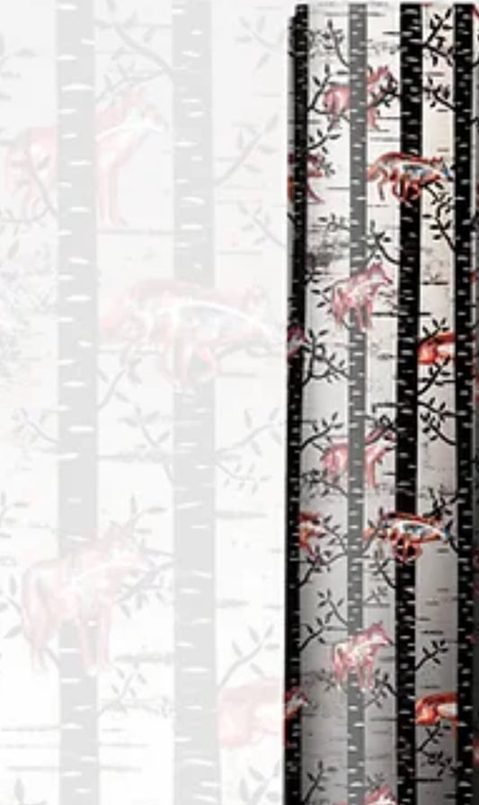 Wolves Cotton Fabric Grey