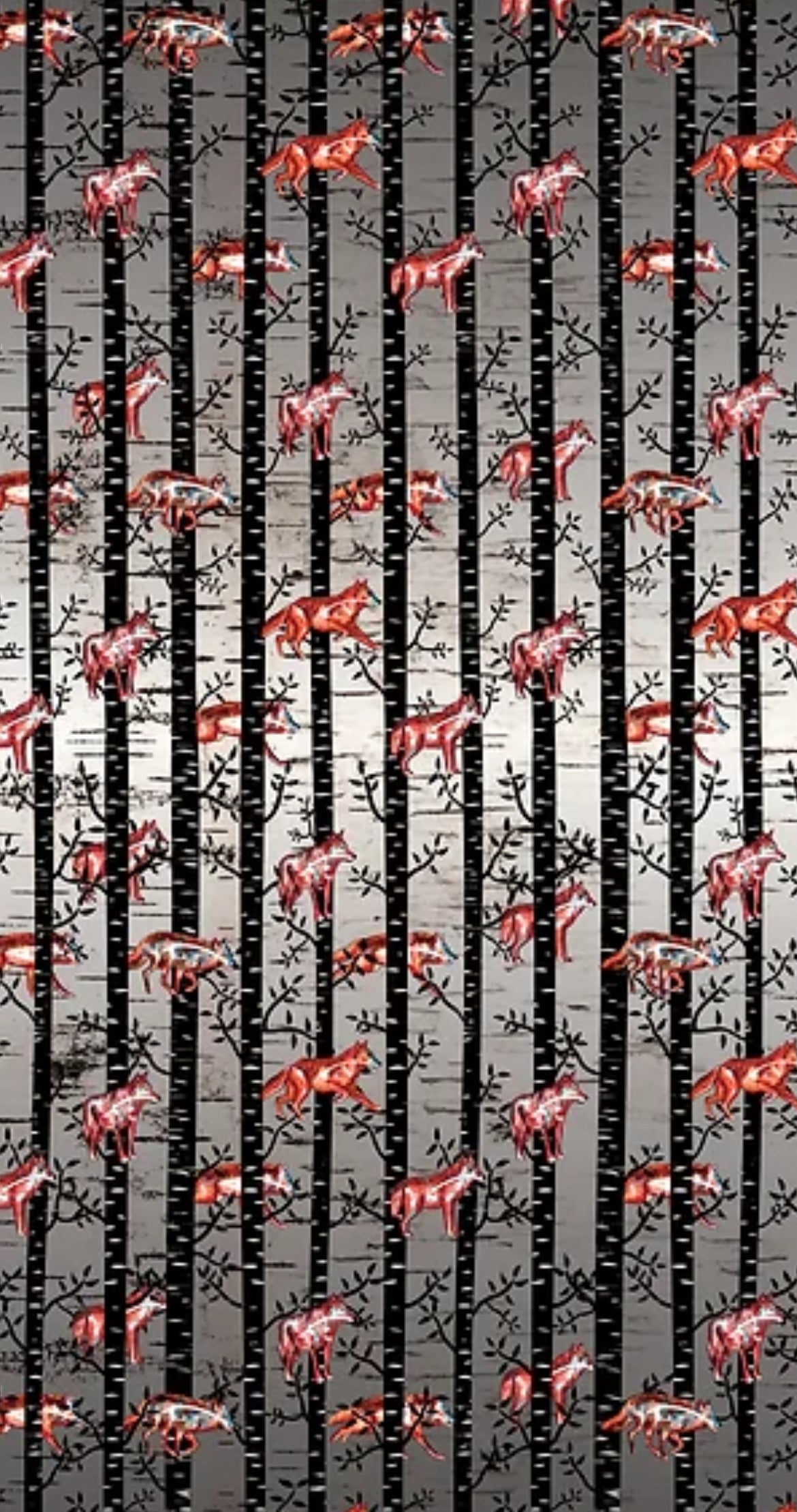 Wolves Cotton Fabric Grey