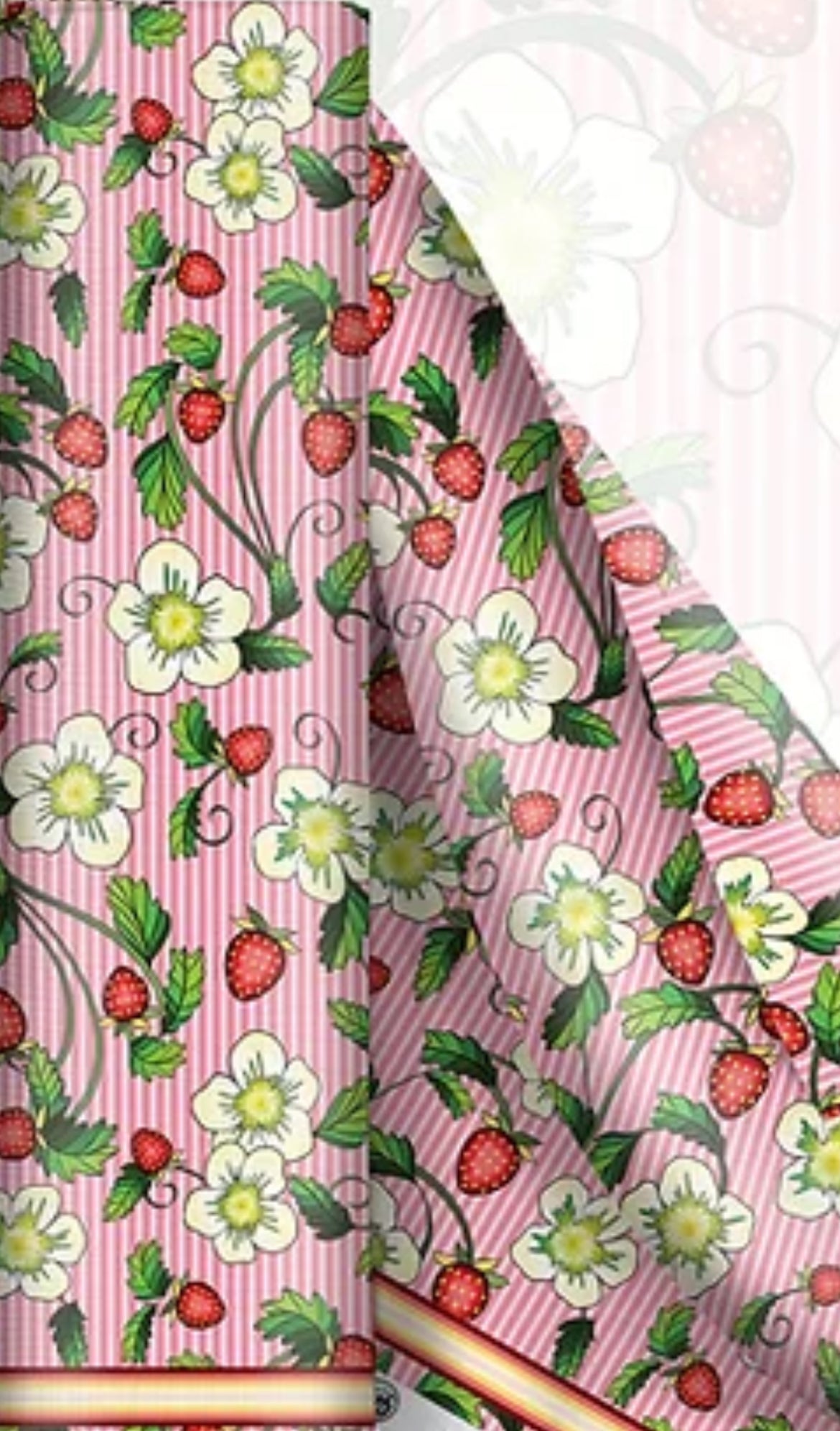 Strawberry Field Designed Cotton Fabric Pink
