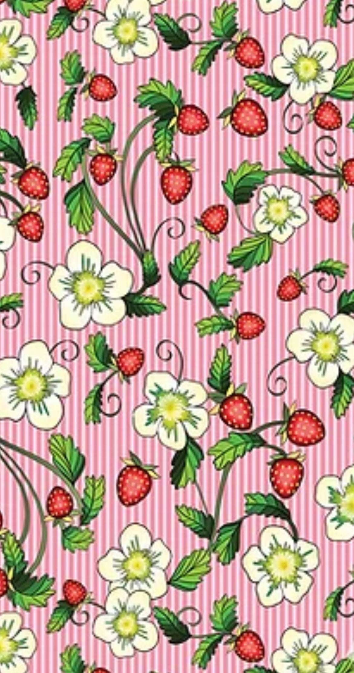 Strawberry Field Designed Cotton Fabric Pink