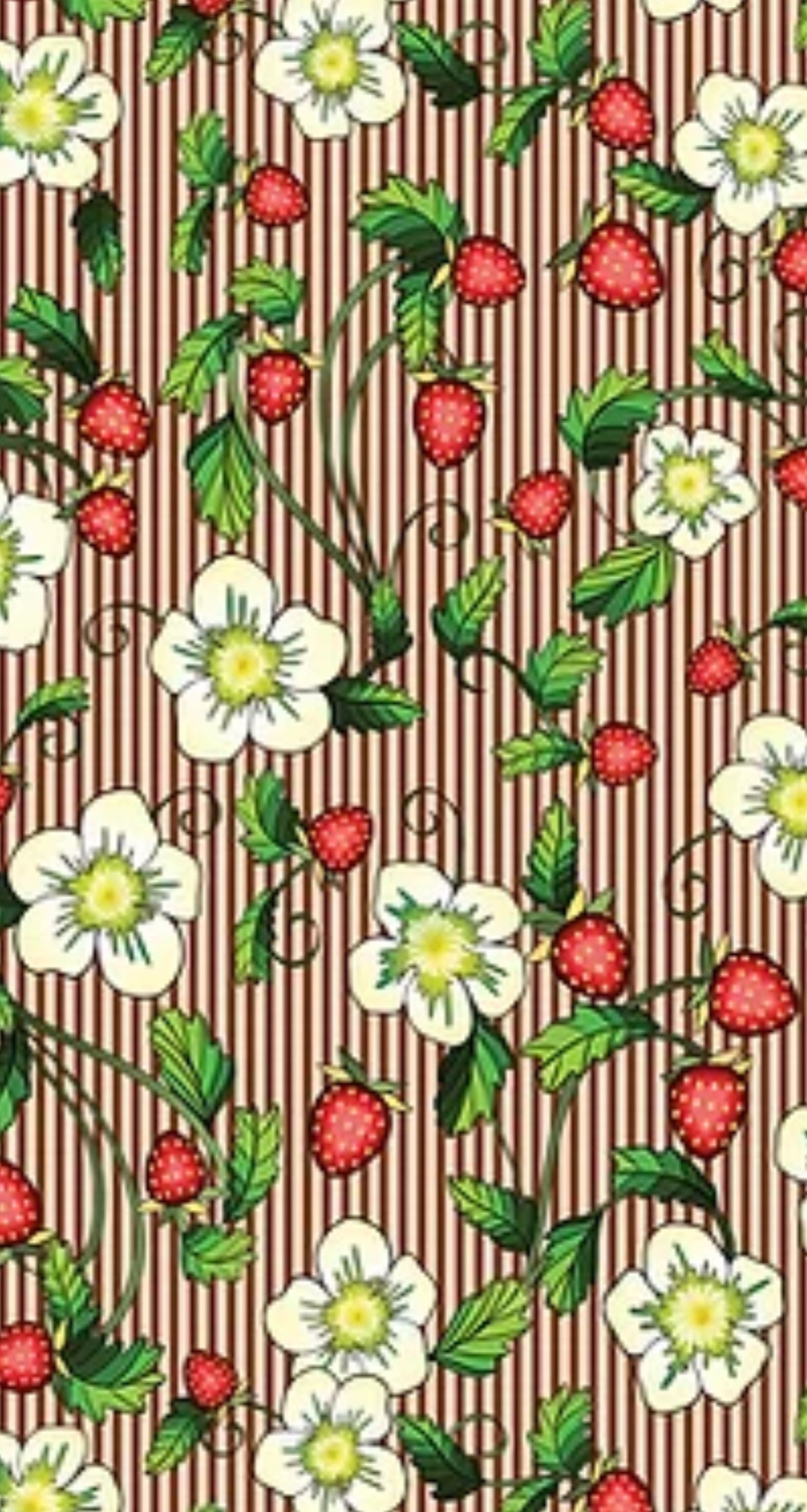Strawberry Field Designed Cotton Fabric Brown