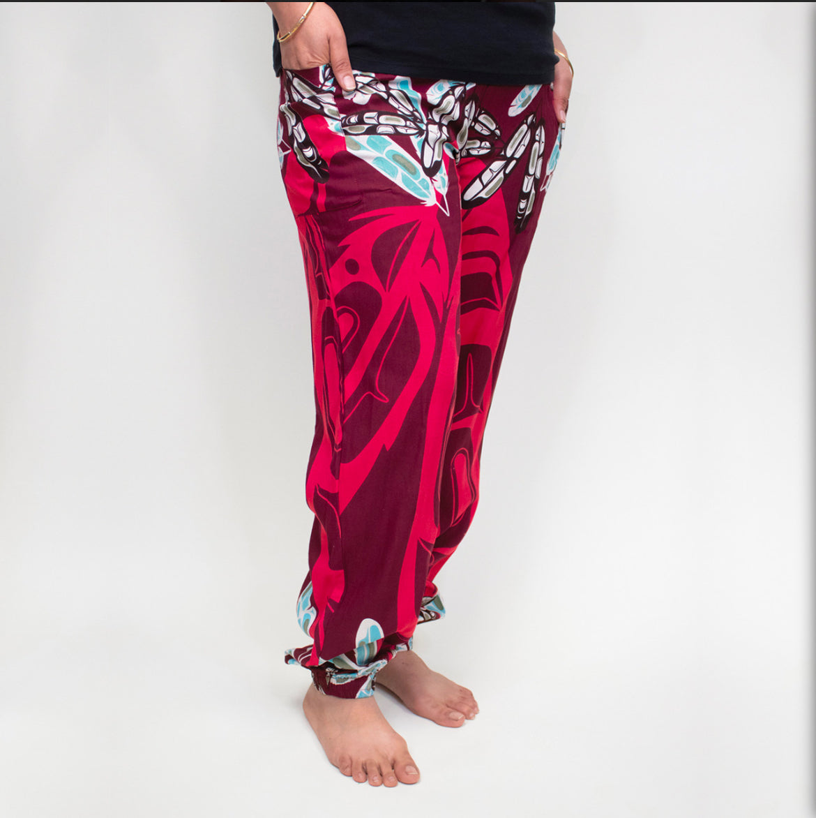 Native Inspired Comfy Pants-Feathers