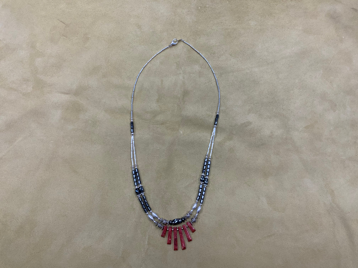 Necklace Double Strand with Stone Spikes