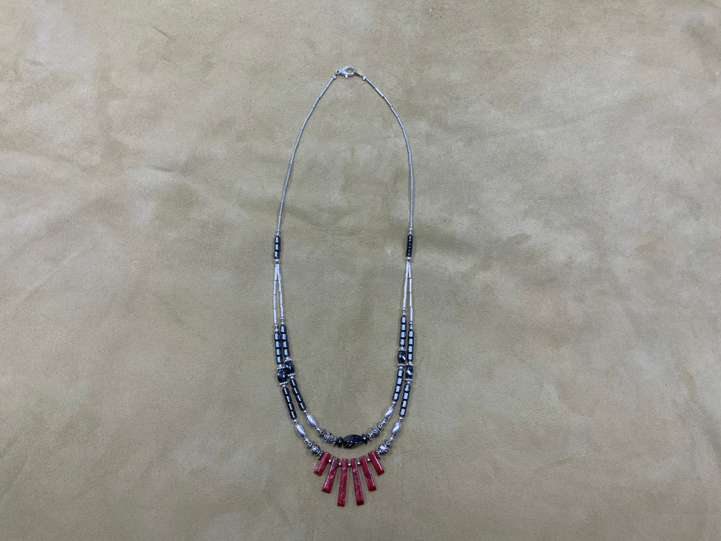 Necklace Double Strand with Stone Spikes