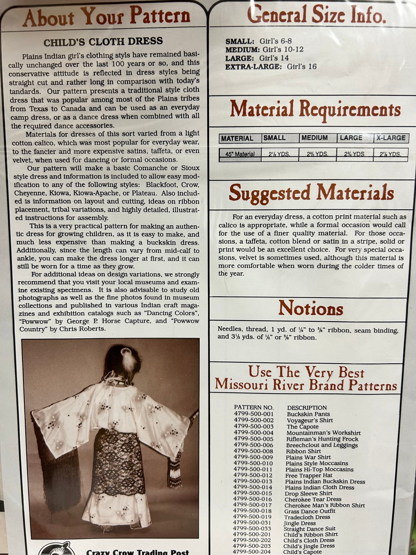 Child’s Cloth Dress Pattern