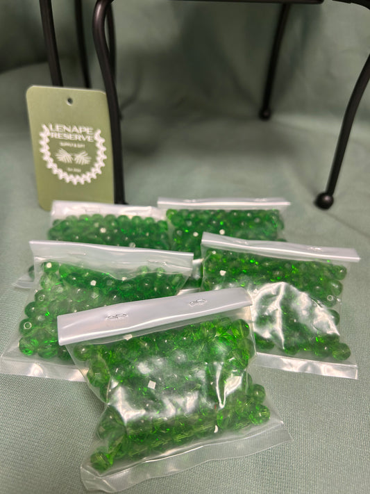 Glass Fire Polish Beads 8MM Lt Green