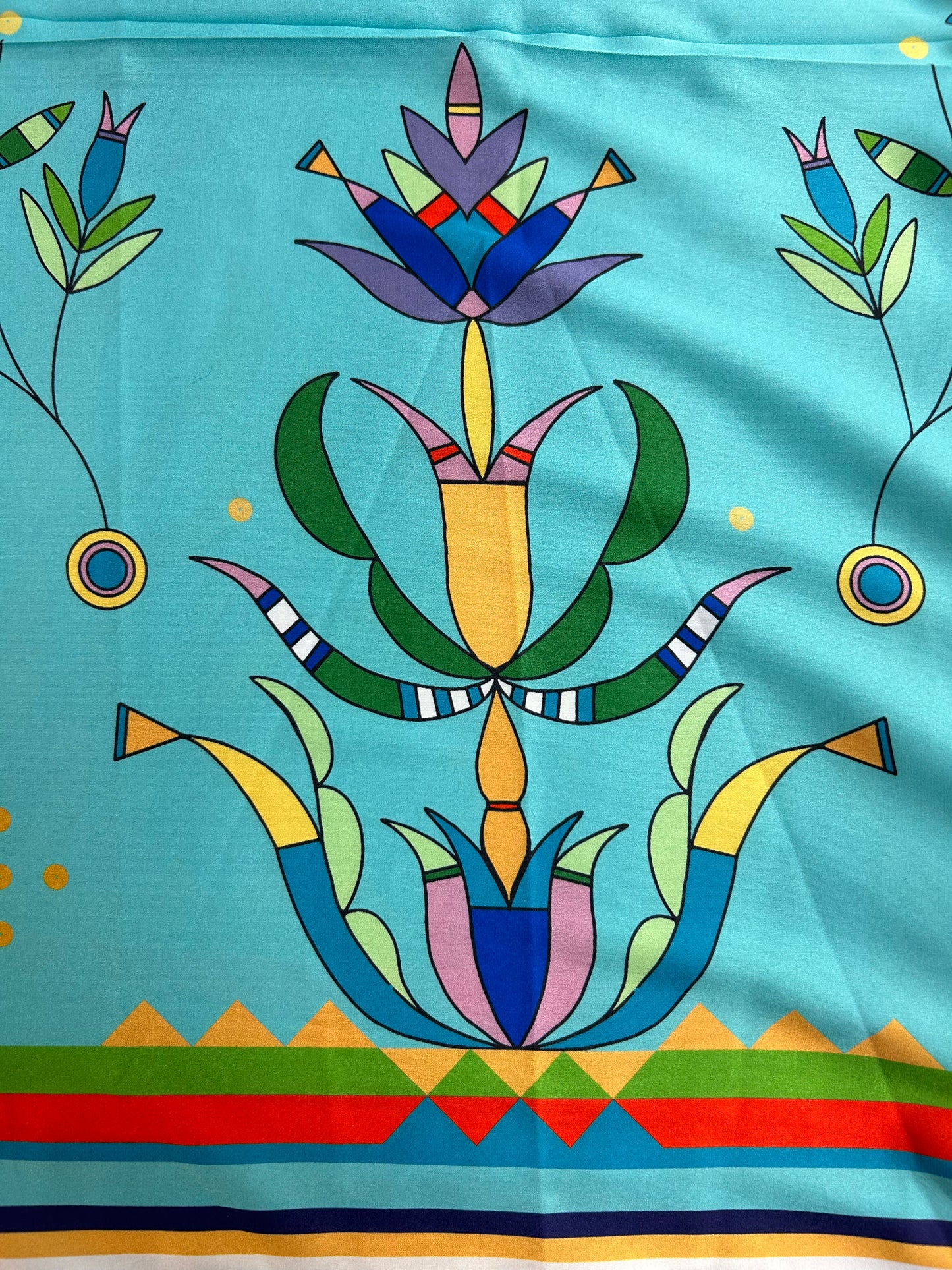 Cole Redhorse Jacobson Designed Satin Fabric Turquoise