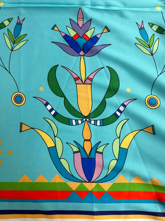 Cole Redhorse Jacobson Designed Satin Fabric Turquoise