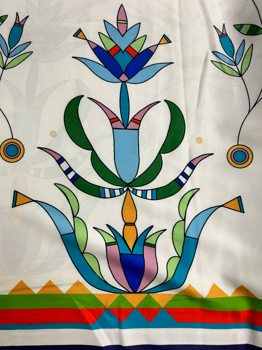 Cole Redhorse Jacobson Designed Satin Fabric White