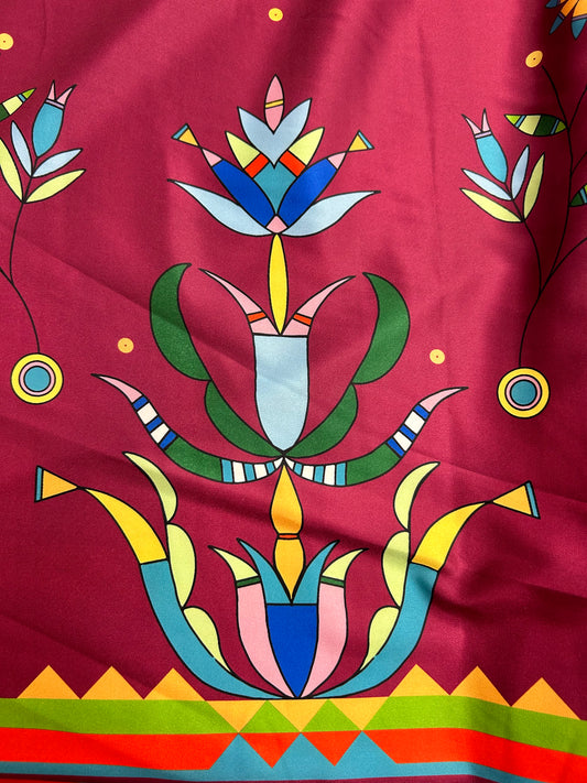 Cole Redhorse Jacobson Designed Satin Fabric Maroon