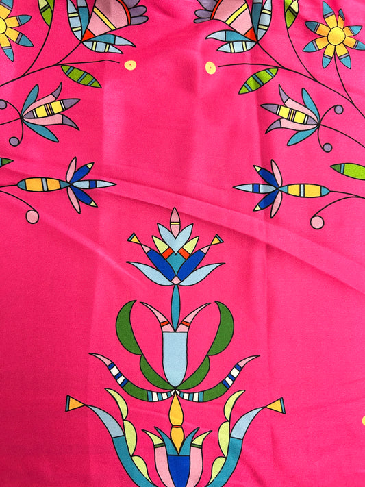 Cole Redhorse Jacobson Designed Satin Fabric Bright Pink