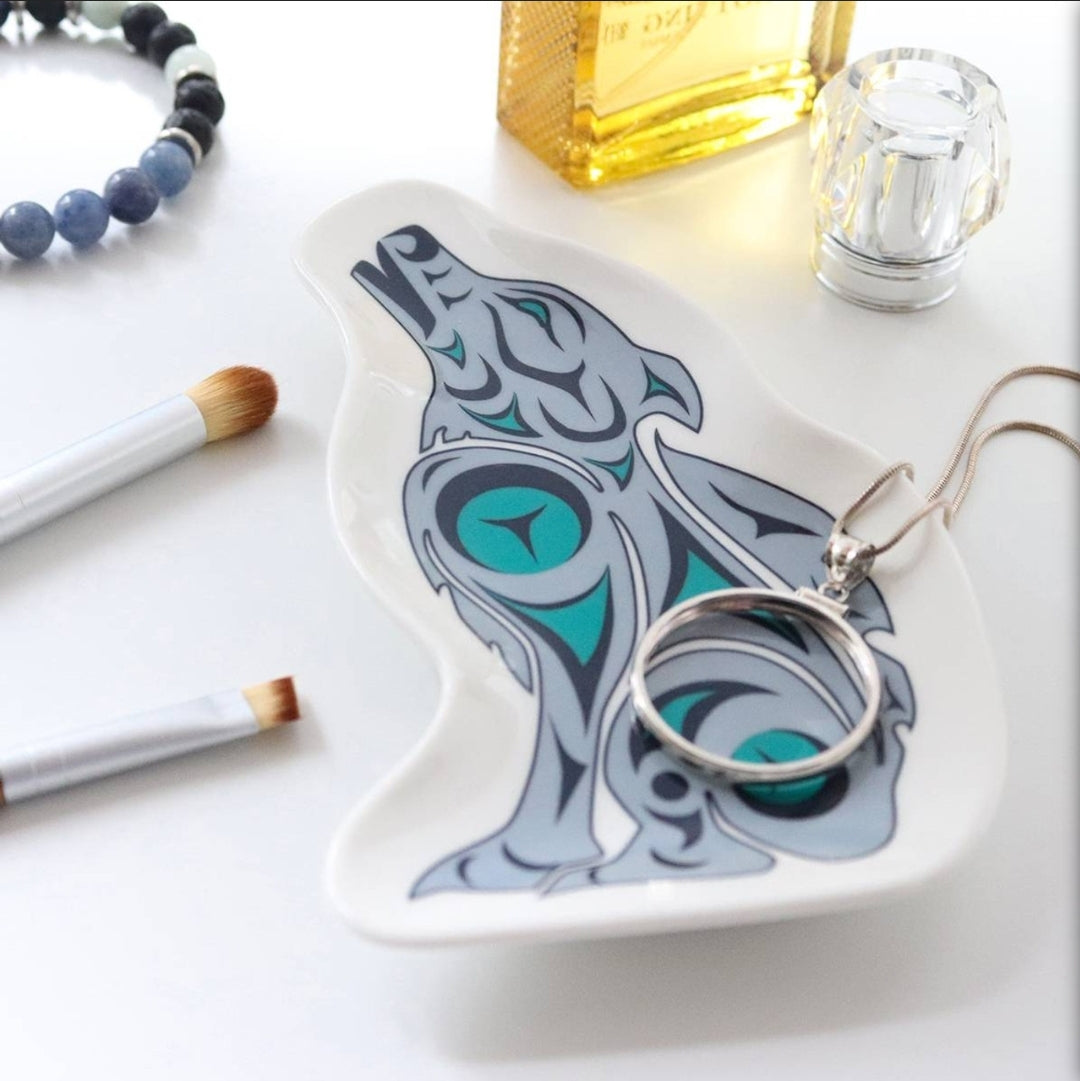 Ceramic Wolf Trinket Dish