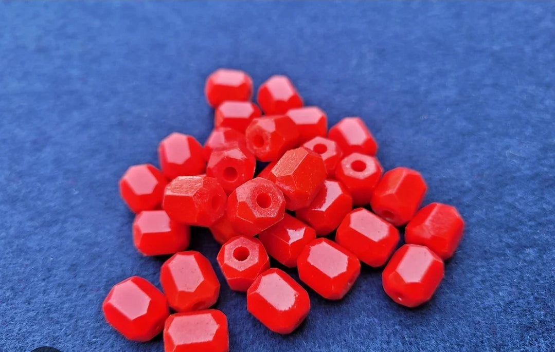 Hex Beads Vintage Red