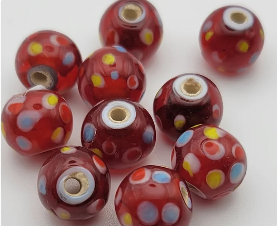 Skunk Beads White Core Multi Dot