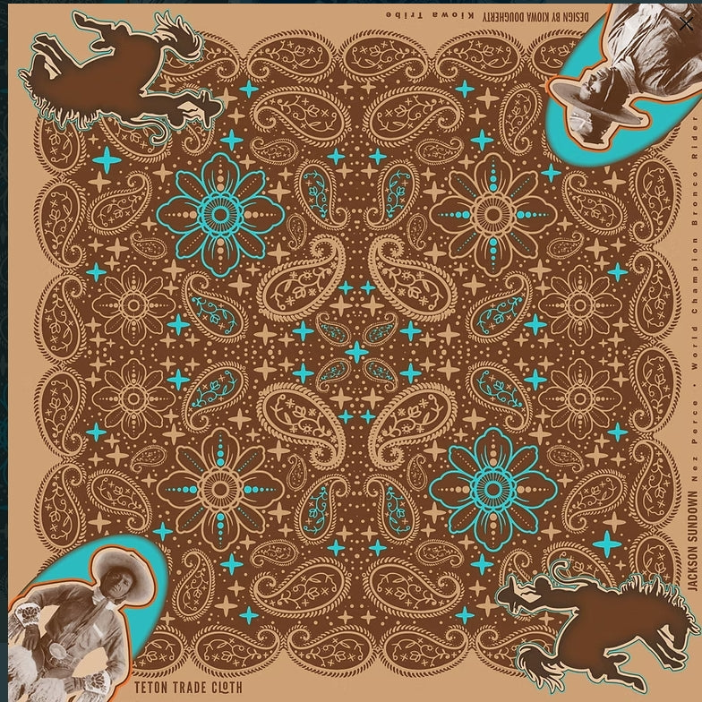 Jackson Sundown, Designed By Kiowa Dougherty Cotton Bandanas