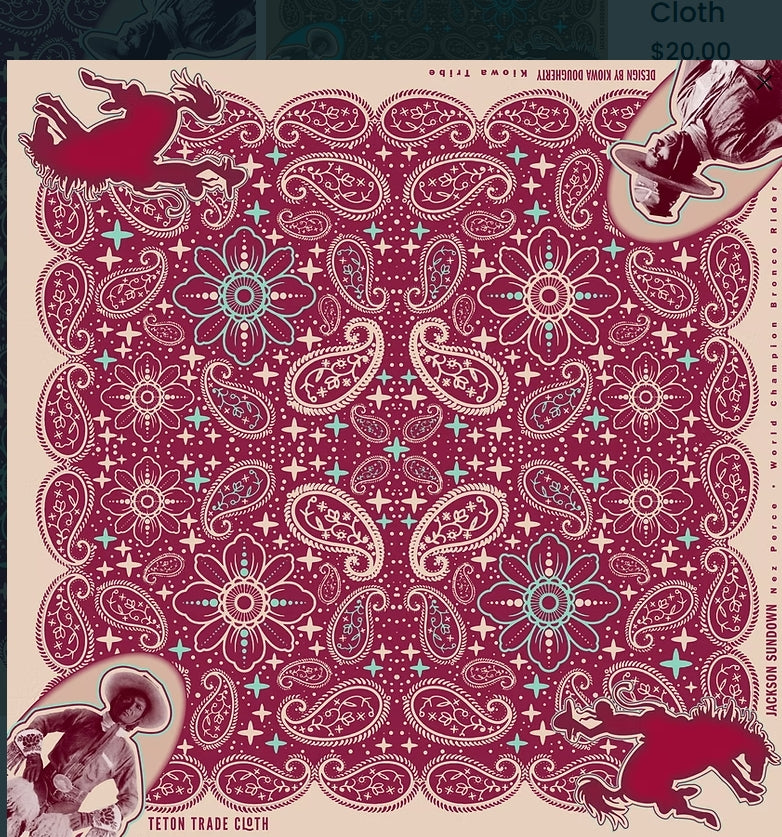 Jackson Sundown, Designed By Kiowa Dougherty Cotton Bandanas