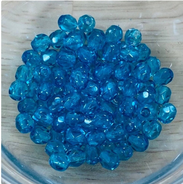 Glass Fire Polish Beads 8MM Turquoise