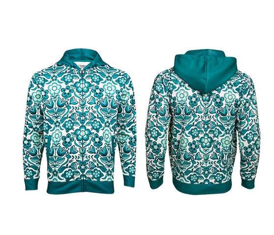 Ladies Floral Zip Up Hoodie Jacket