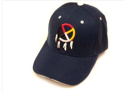 Baseball Cap Embroidered Four Directions Blue