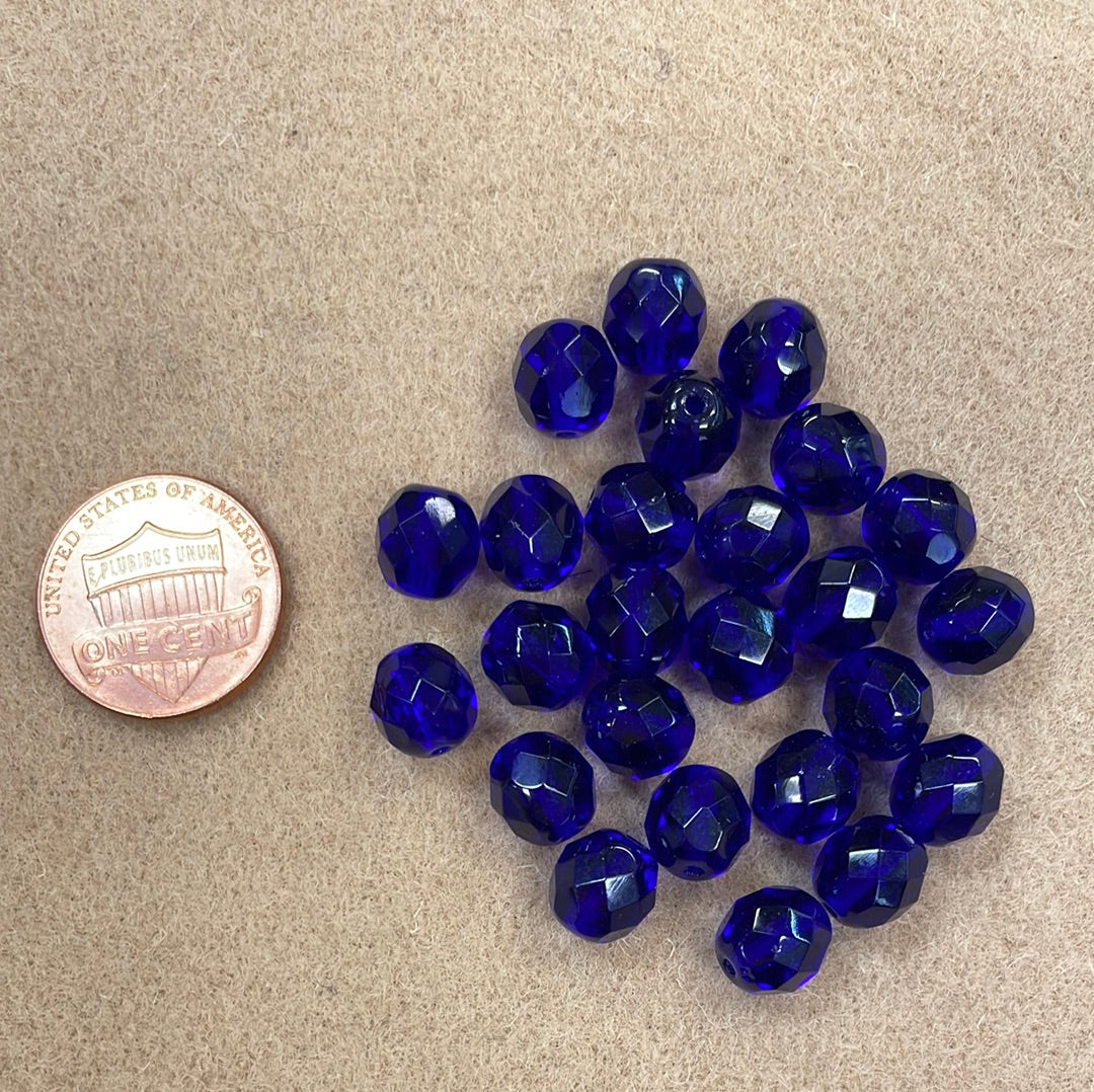 Faceted Beads Cobalt Blue 8mm Czech