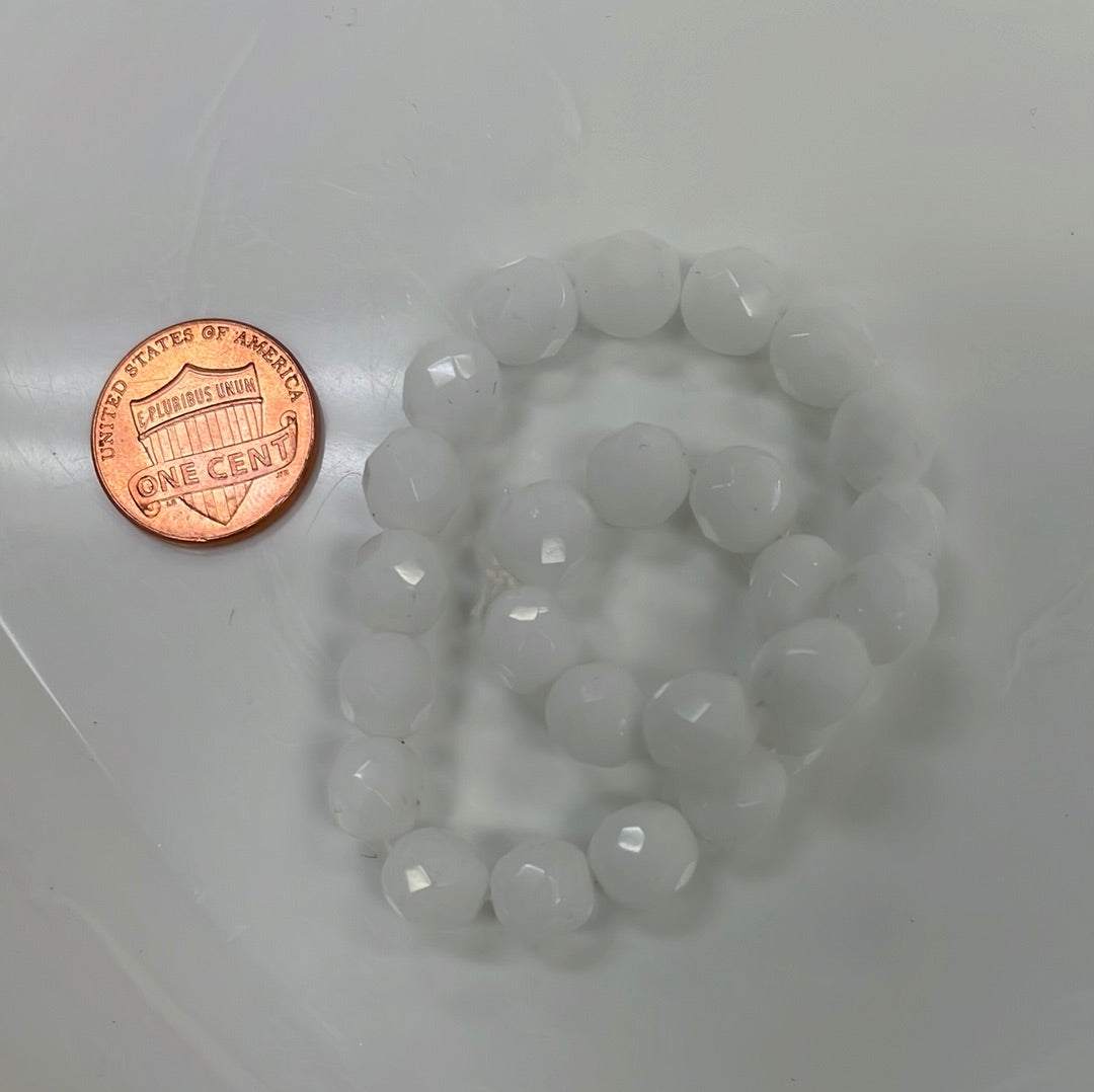 Opaque White Czech Faceted Beads