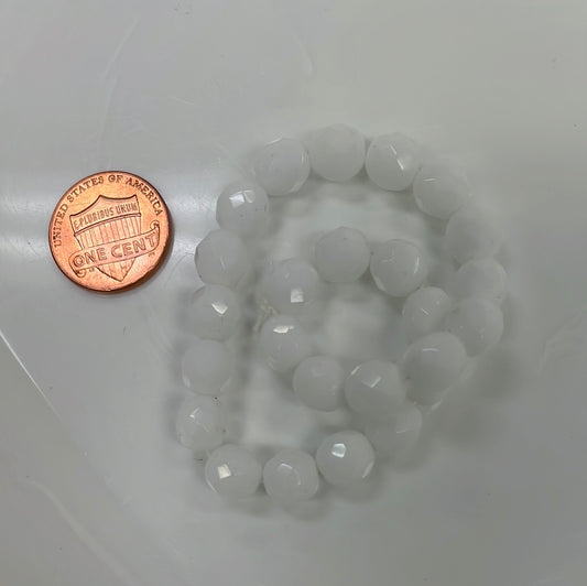 Faceted Beads Opaque White Czech