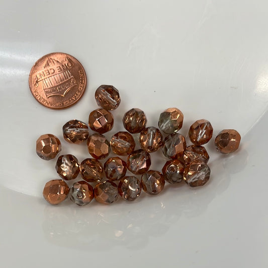Faceted Beads Bronze Metallic Half Coat 8mm Czech