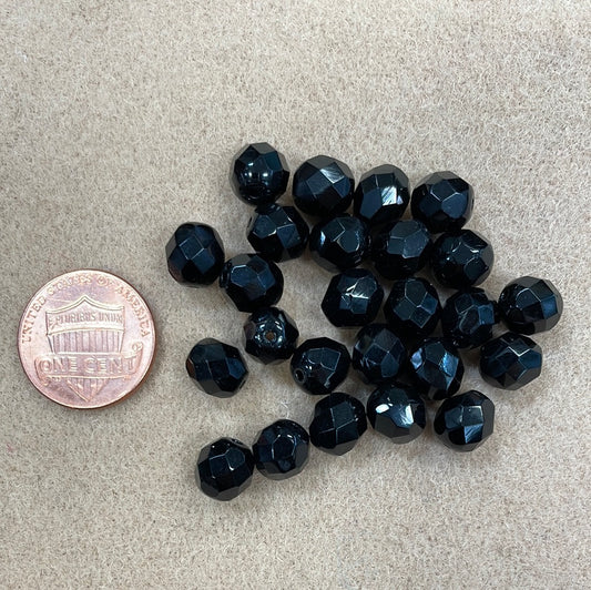 Faceted Beads Black 8mm Czech