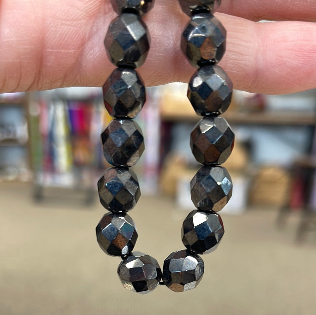 Gunmetal 8mm Czech Faceted Beads
