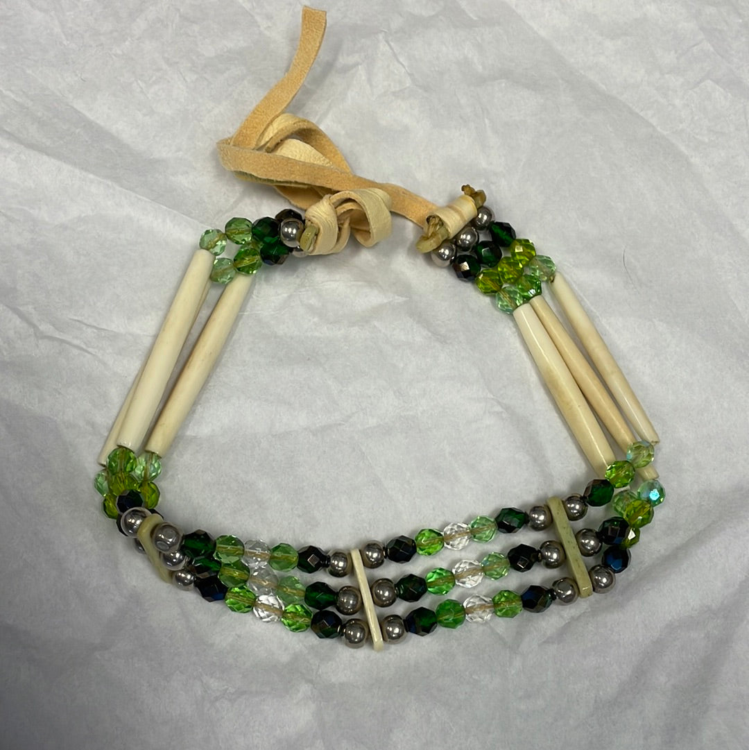 Green Bead and Bone Choker