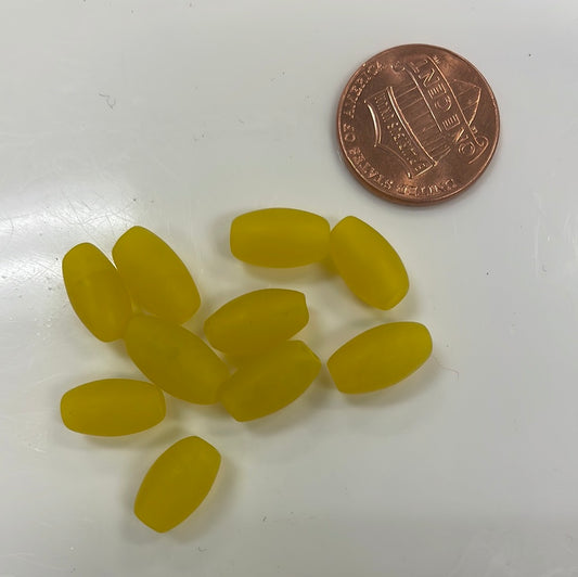 Barley Corn Bead Greasy Yellow 11mm