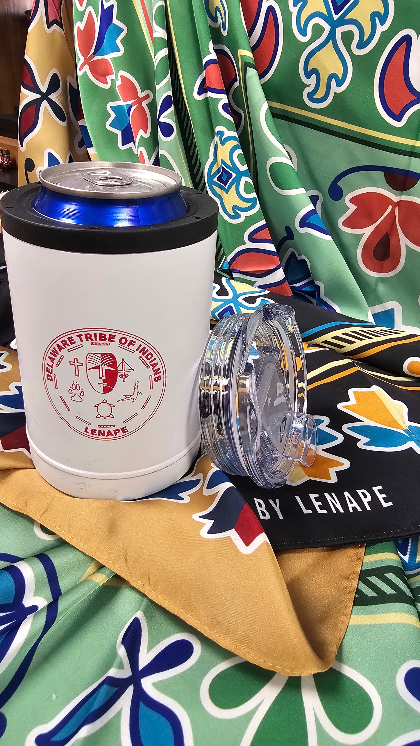 2-In-1 12 oz Tumbler Beverage Holder With Delaware Tribe Of Indians Seal