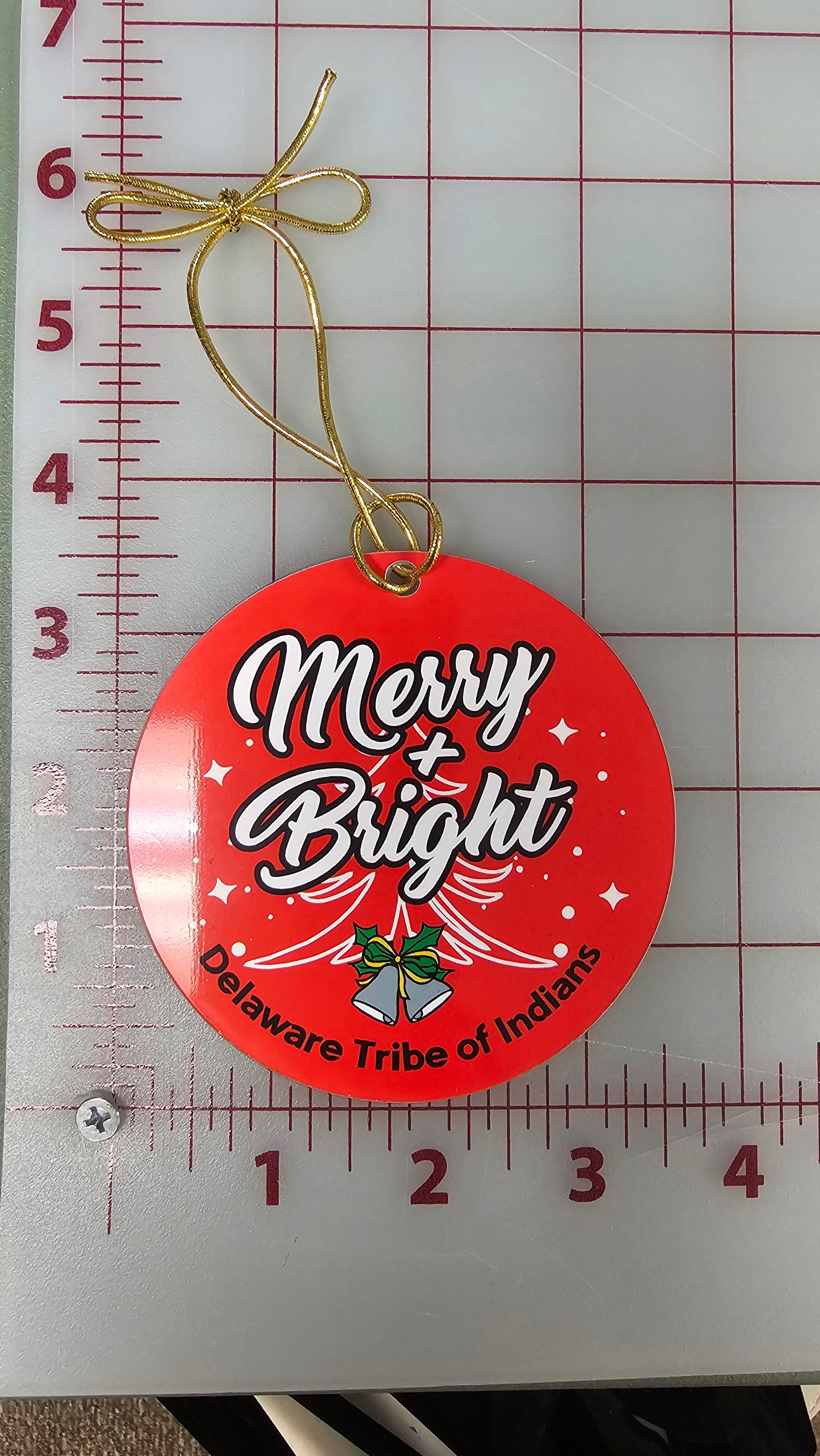 Round Tribal Christmas Ornament Merry & Bright